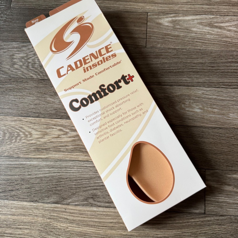 Cadence Comfort+ Insoles Size C Men 5-6 Women 6-7 Tan Orthotic Support